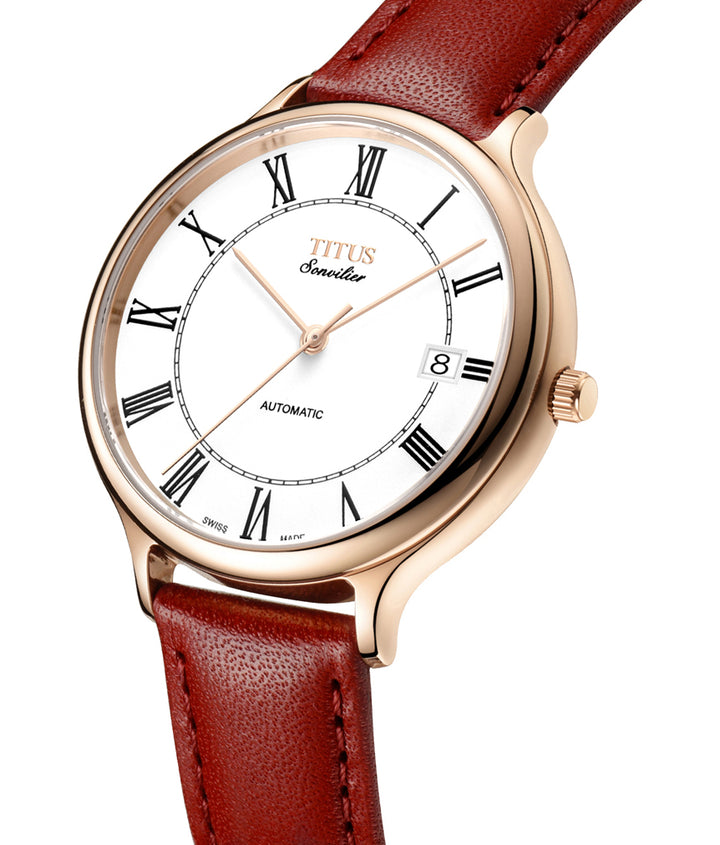 Sonvilier 3 Hands Date Mechanical Leather Watch W06-03060-004