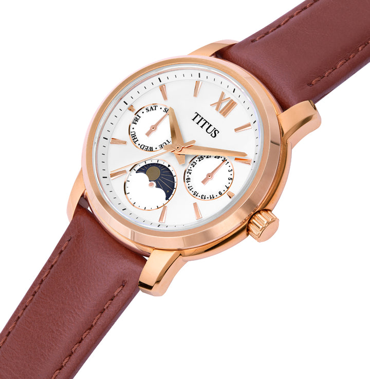 Devot Multi-Function with Day Night Indicator Quartz Leather Watch W06-03263-004