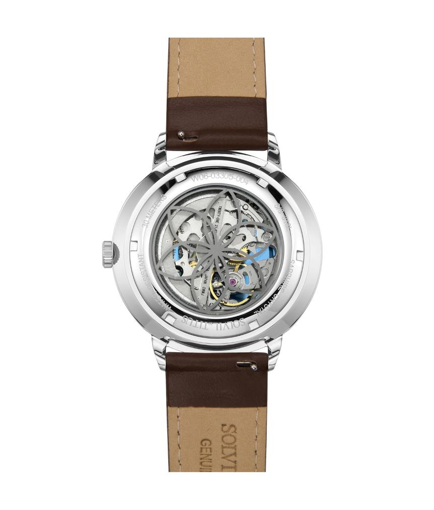 Enlight 3 Hands Mechanical Skeleton Leather Watch (W06-03305-004)