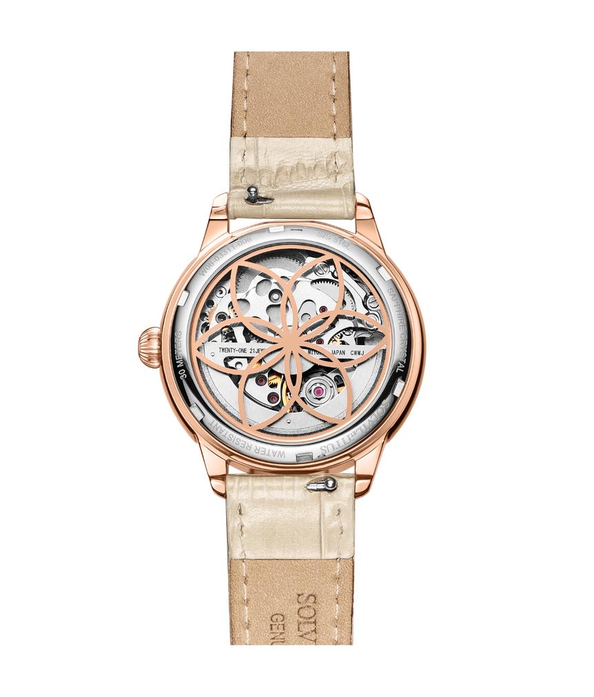 Exquisite 3 Hands Skeleton Mechanical Leather Watch (W06-03311-006)