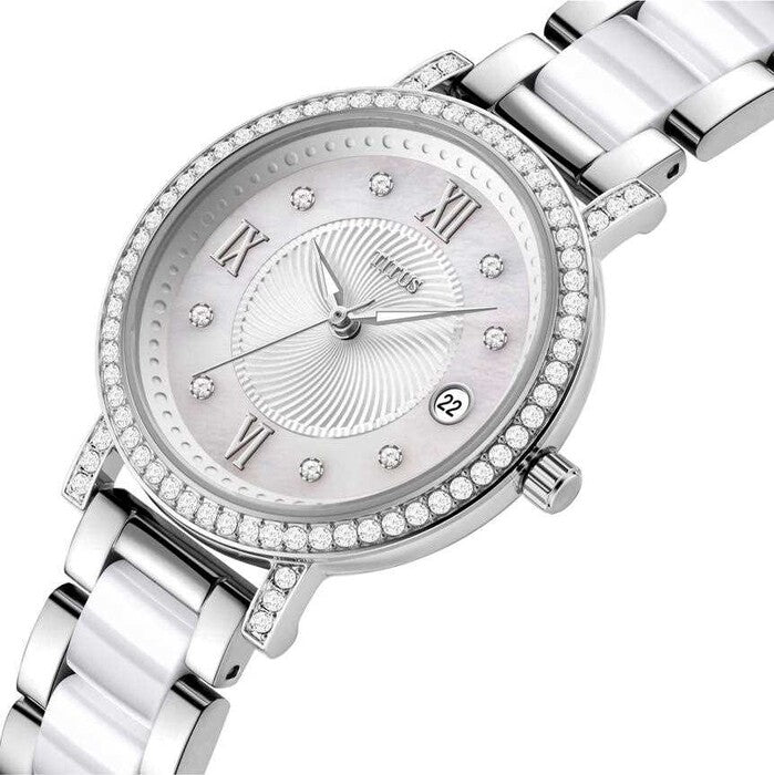 Chandelier 3 Hands Date Quartz Stainless Steel with Ceramic Watch (W06-03191-001)