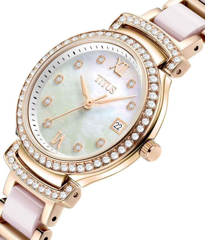 Fair Lady 3 Hands Date Quartz Stainless Steel with Ceramic Watch (W06-03139-004)