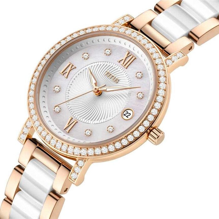 Chandelier 3 Hands Date Quartz Stainless Steel with Ceramic Watch (W06-03191-002)