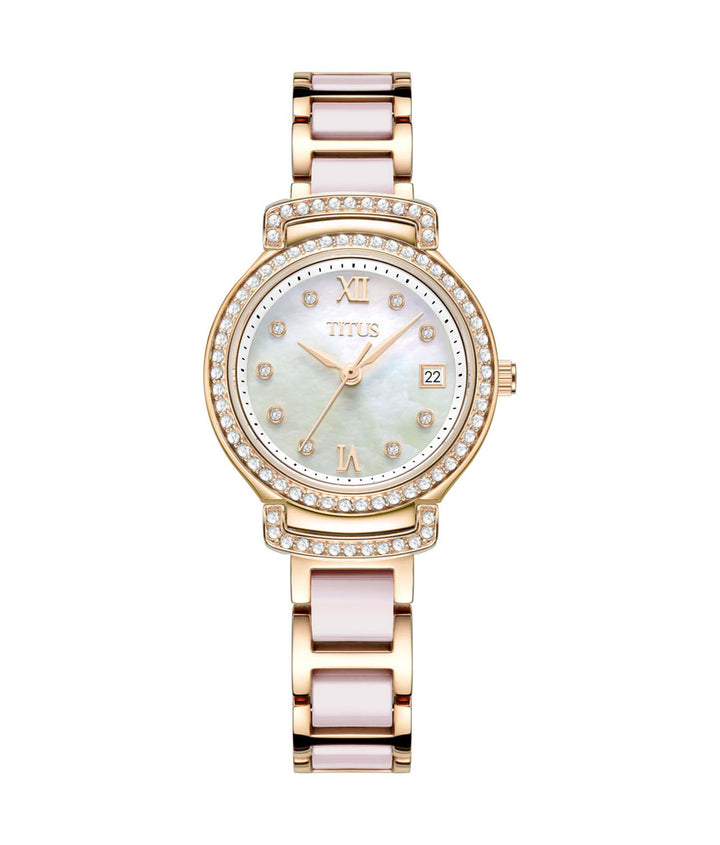 Fair Lady 3 Hands Date Quartz Stainless Steel with Ceramic Watch (W06-03139-004)