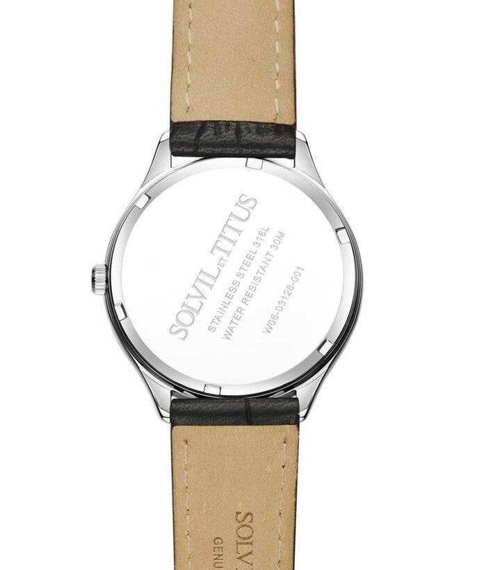 Zeitgeist 3 Hands Quartz Leather Watch (W06-03128-001)