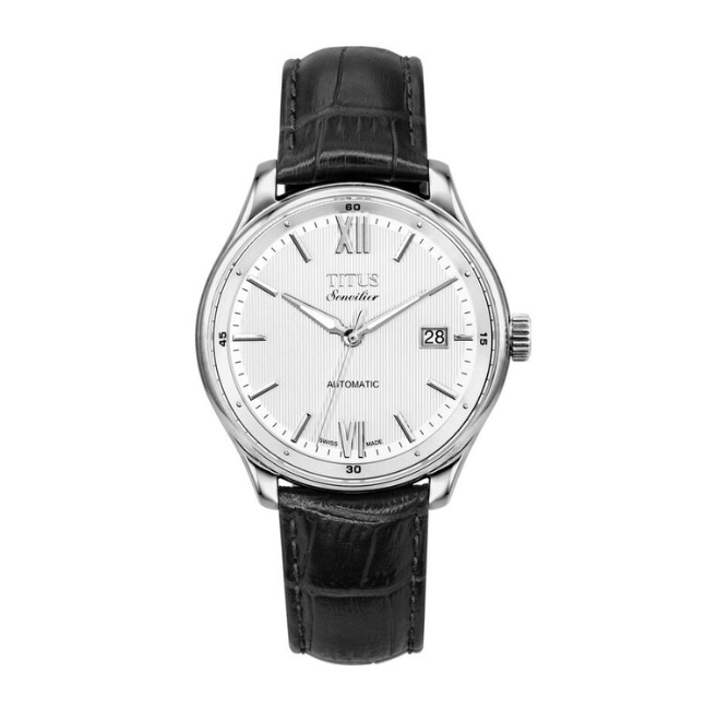 Sonvilier Swiss Made 3 Hands Date Mechanical Leather Watch (W06-02918-001)