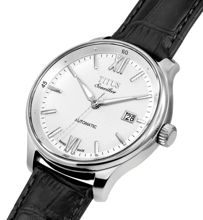 Sonvilier Swiss Made 3 Hands Date Mechanical Leather Watch (W06-02918-001)