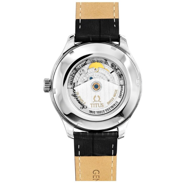 Sonvilier Swiss Made 3 Hands Date Mechanical Leather Watch (W06-02918-001)