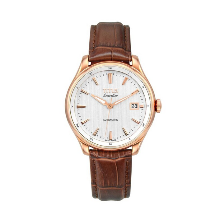 Sonvilier Swiss Made 3 Hands Date Mechanical Leather Watch (W06-02919-004)