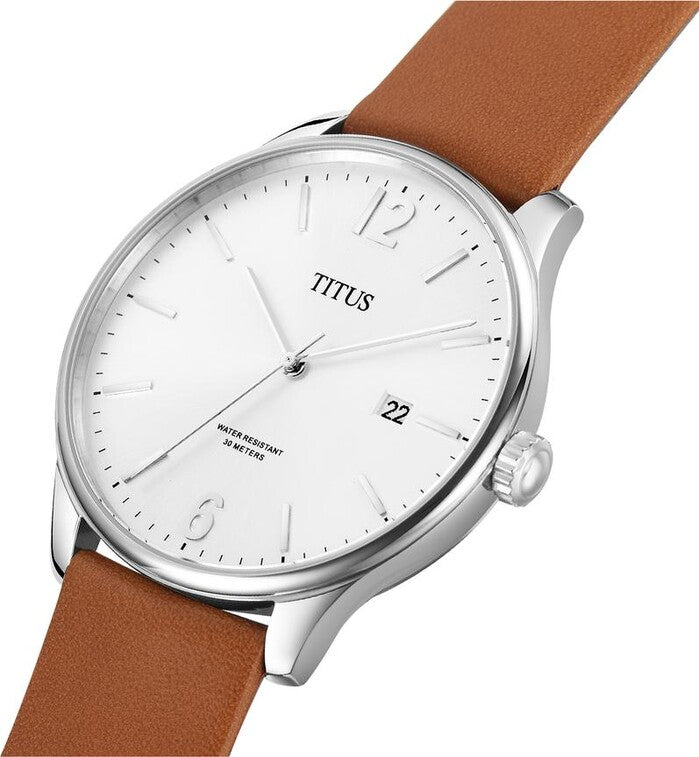 Interlude 3 Hands Date Quartz Leather Watch (W06-02937-001)