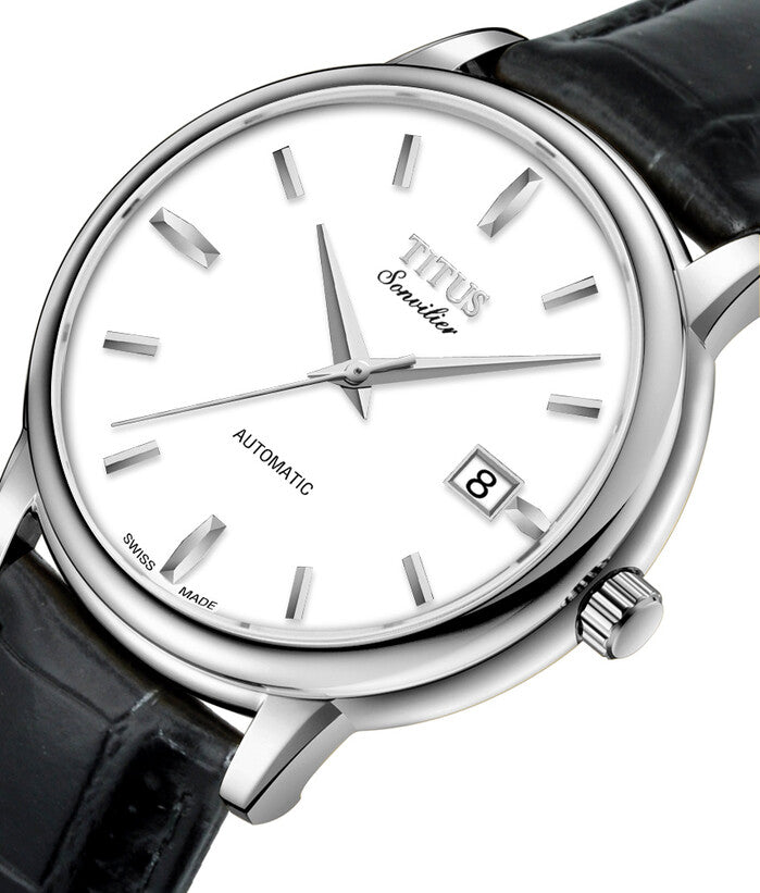 Sonvilier Swiss Made 3 Hands Date Mechanical Leather Watch (W06-02939-002)