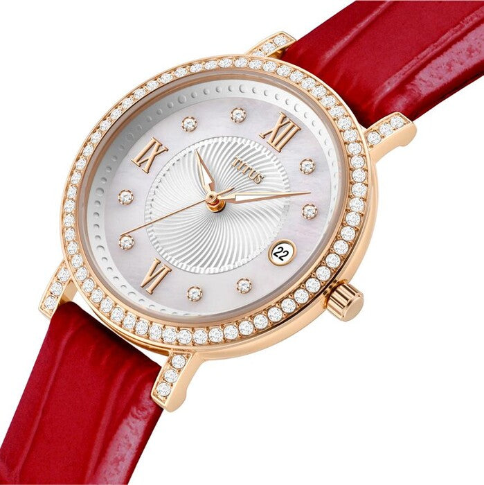 Chandelier 3 Hands Date Quartz Leather Watch (W06-03191-004)