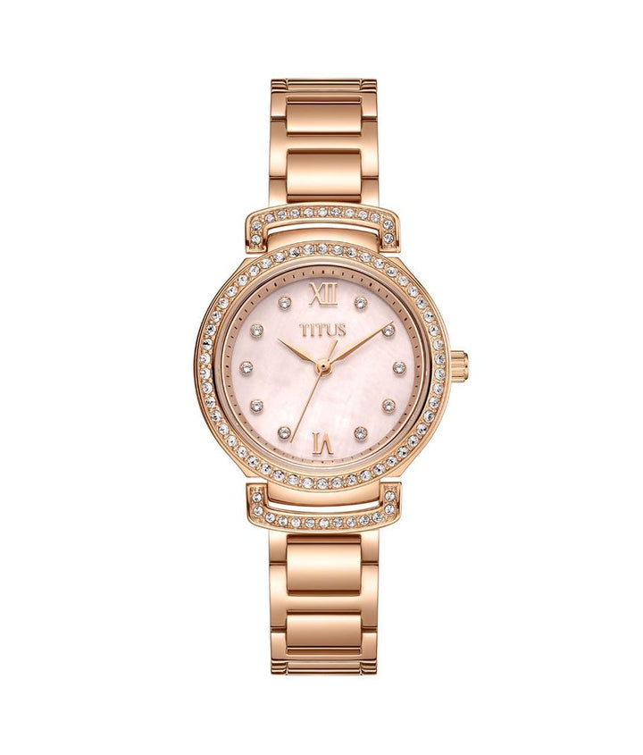 Fair Lady 3 Hands Quartz Stainless Steel Rose Quartz Watch (W06-03215-003)