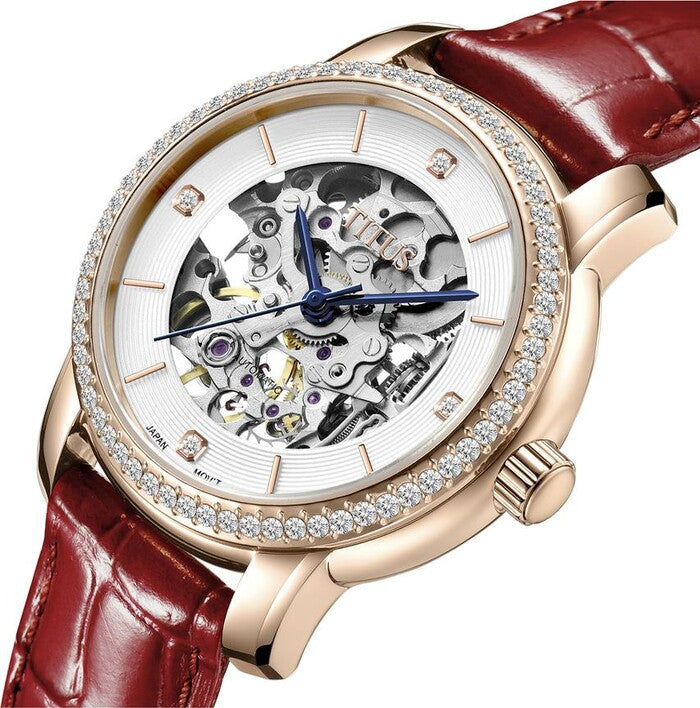 Fashionista 3 Hands Mechanical Skeleton Leather Watch (W06-03232-003)