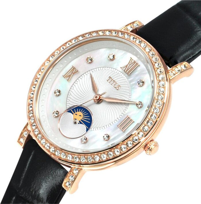 Chandelier 3 Hands with Day Night Indicator Quartz Leather Watch (W06-03261-003)