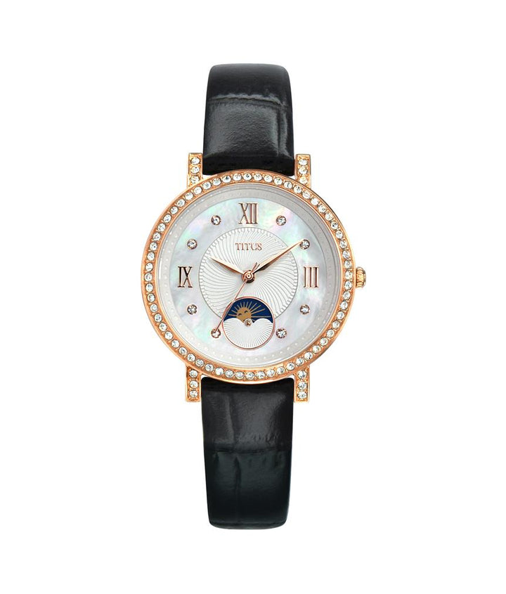 Chandelier 3 Hands with Day Night Indicator Quartz Leather Watch (W06-03261-003)