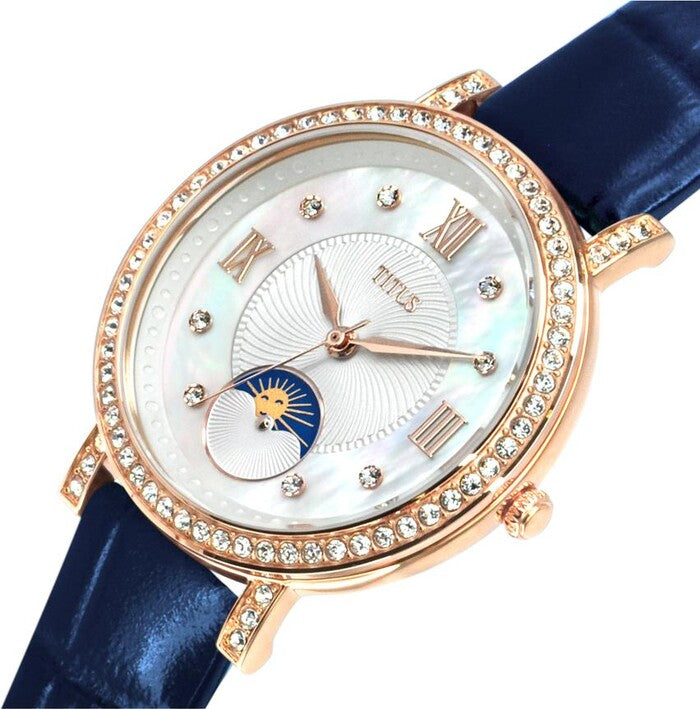 Chandelier 3 Hands with Day Night Indicator Quartz Leather Watch (W06-03261-005)