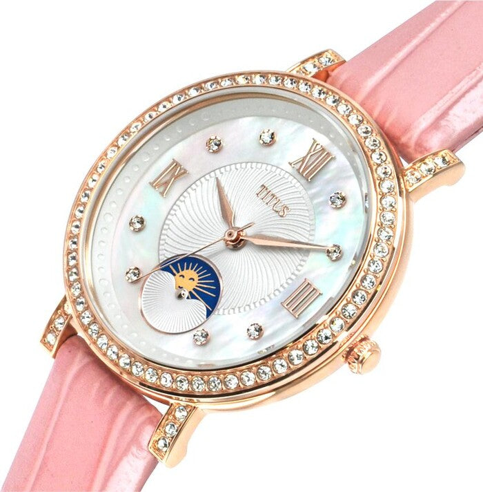 Chandelier 3 Hands with Day Night Indicator Quartz Leather Watch (W06-03261-006)