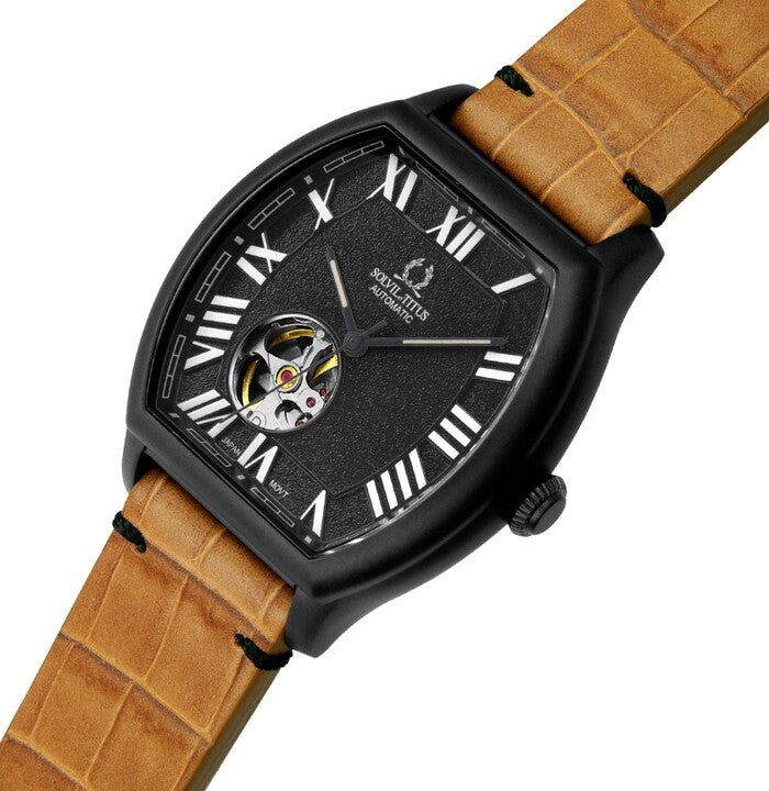 Barrique 3 Hands Mechanical Skeleton Leather Watch (W06-03268-005)