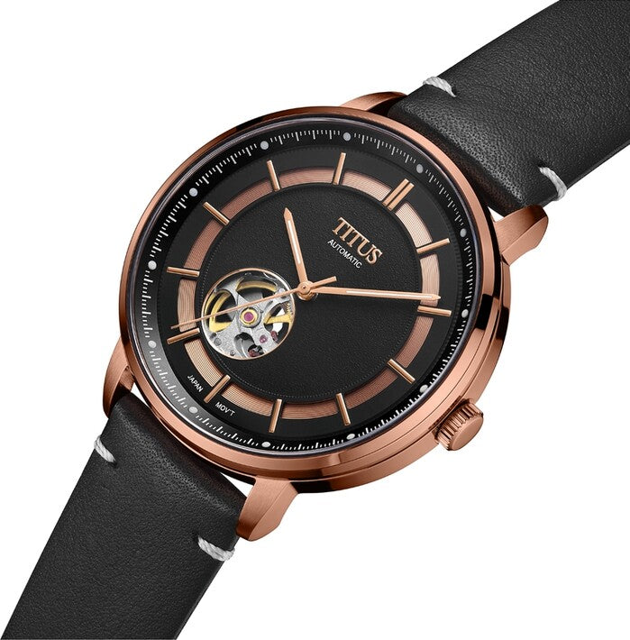 Enlight 3 Hands Mechanical Skeleton Leather Watch (W06-03277-007)