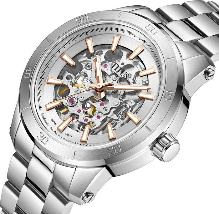 Aspira 3 Hands Mechanical Skeleton Stainless Steel Watch (W06-03281-005)