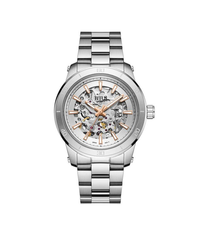 Aspira 3 Hands Mechanical Skeleton Stainless Steel Watch (W06-03281-005)