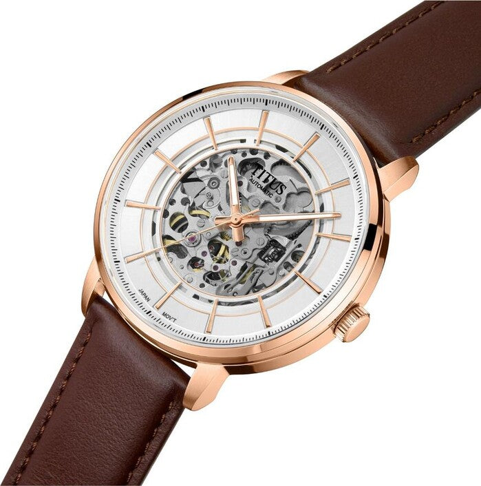 Enlight 3 Hands Mechanical Skeleton Leather Watch (W06-03305-005)