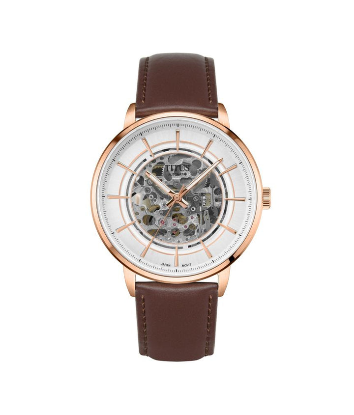 Enlight 3 Hands Mechanical Skeleton Leather Watch (W06-03305-005)